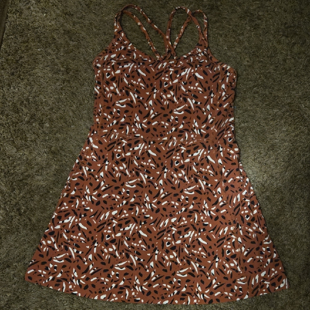 Old Navy Brown and White Patterned Mini Dress